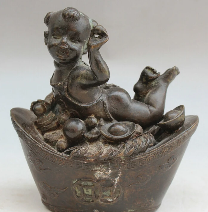 150610 S1389 6" Old Chinese Bronze Feng Shui Yuan Bao Wealth Money Tong Zi Boy Lad Statue
150610 S1389 6" Old Chinese Bronze Feng Shui Yuan Bao Wealth Money Tong Zi Boy Lad Statue
