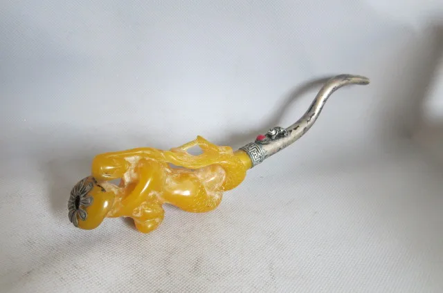 Rare old Qing Dynasty Silver&Amber pipe,1840,with mark,yellow Mermaid,free shipping
Rare old Qing Dynasty Silver&Amber pipe,1840,with mark,yellow Mermaid,free shipping