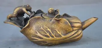 Marked old china bronze lucky Frog snails Cabbage Rice wine Pot Flagon Hip flask
Marked old china bronze lucky Frog snails Cabbage Rice wine Pot Flagon Hip flask