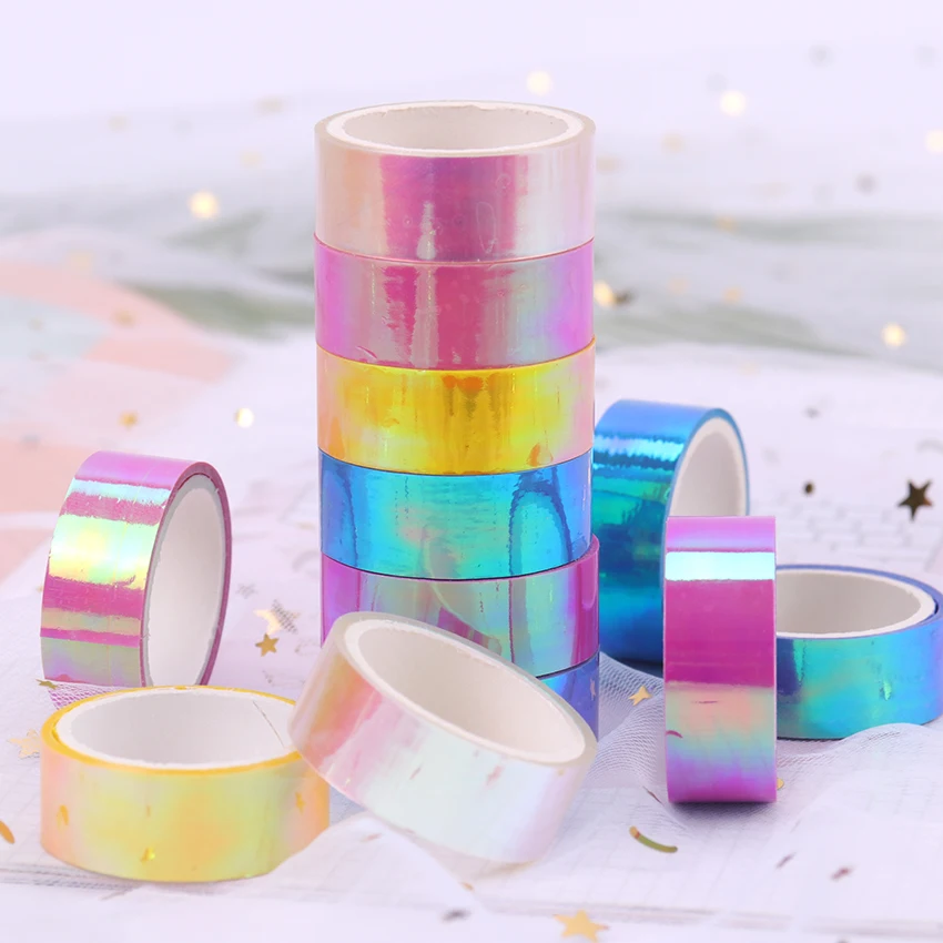 Creative Glitter Rainbow Laser Paper Tape Stationery Scrapbooking Decorative Adhesive Tapes DIY Masking Tape School Supplies
Creative Glitter Rainbow Laser Paper Tape Stationery Scrapbooking Decorative Adhesive Tapes DIY Masking Tape School Supplies