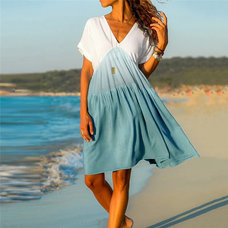 JAYCOSIN Summer Dress Women's Casual Patchwork Gradient Color V-neck Short Sleeve Ruffled Loose Dress Fashion New Sundress
JAYCOSIN Summer Dress Women's Casual Patchwork Gradient Color V-neck Short Sleeve Ruffled Loose Dress Fashion New Sundress