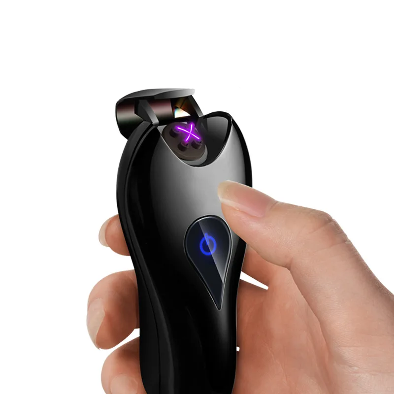 

Cross Flame Lighters Portable Plasma Double Arc USB Electronic Rechargeable Lighter Fingerprint Touch Ignition Lighter