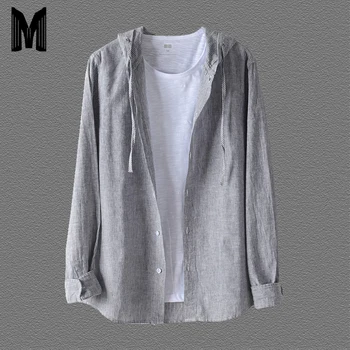 2019 New Summer Long Sleeved Shirts Men 55% Linen 45%Cotton Gray Stripe Casual Plus Size High Quality Tops Hooded Shirt Y1647
2019 New Summer Long Sleeved Shirts Men 55% Linen 45%Cotton Gray Stripe Casual Plus Size High Quality Tops Hooded Shirt Y1647