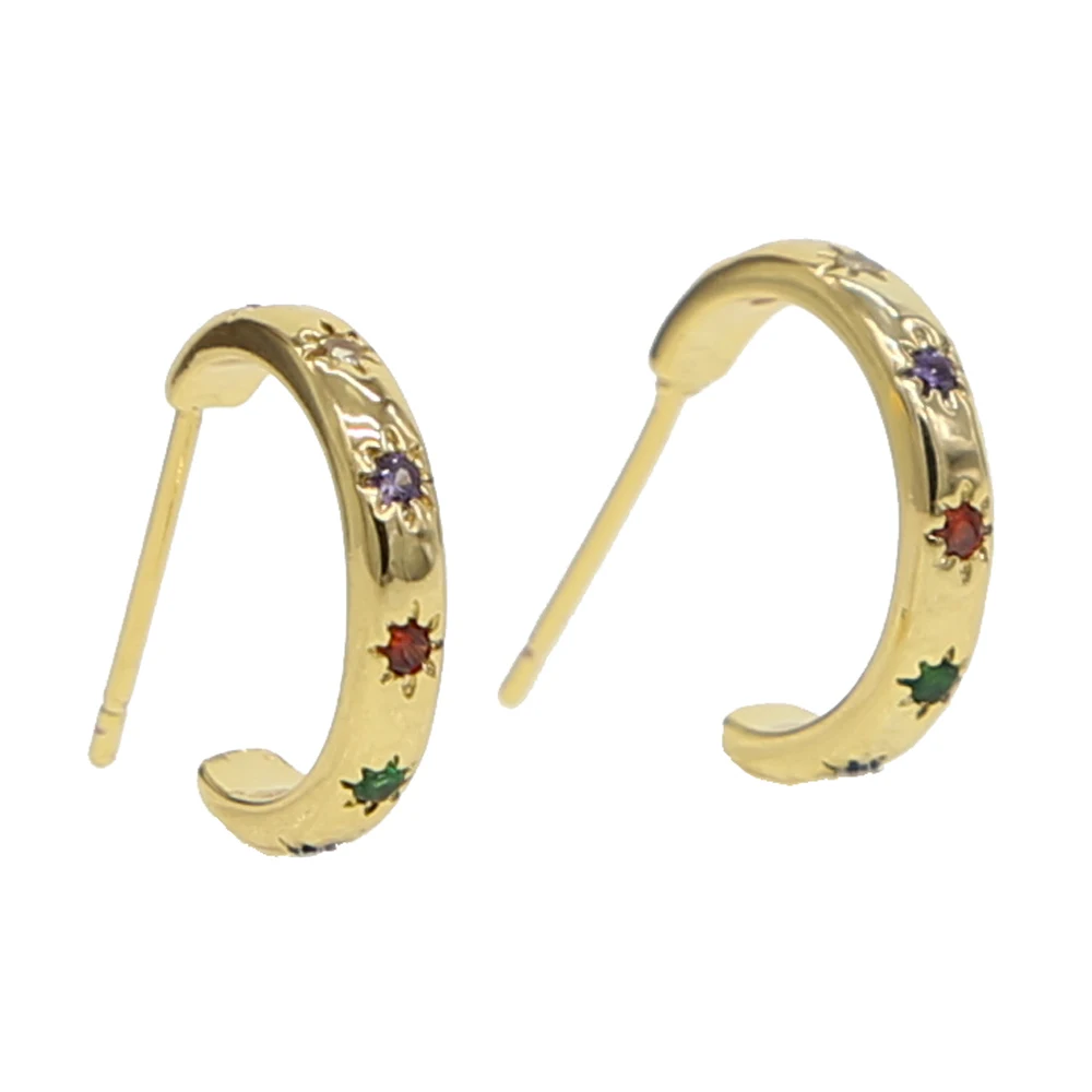 New arrived earring carve bling delicate star with rainbow round CZ earring for women girl shiny colorful earrings
New arrived earring carve bling delicate star with rainbow round CZ earring for women girl shiny colorful earrings
