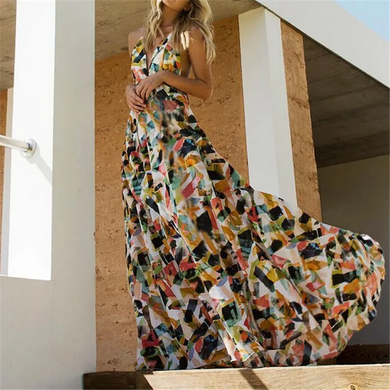 Fashion Women Dress 2019 Floral Long Maxi Dress Sexy Deep V-neck Evening Party Beach Dresses Summer Sleeveless Backless Sundress
Fashion Women Dress 2019 Floral Long Maxi Dress Sexy Deep V-neck Evening Party Beach Dresses Summer Sleeveless Backless Sundress