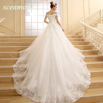 Cathedral Tail 2019 Luxuries Ball Wedding Dresses Off shoulder Short Sleeve Lace Appliques Vestido De Noiva women Wedding Gown
Cathedral Tail 2019 Luxuries Ball Wedding Dresses Off shoulder Short Sleeve Lace Appliques Vestido De Noiva women Wedding Gown