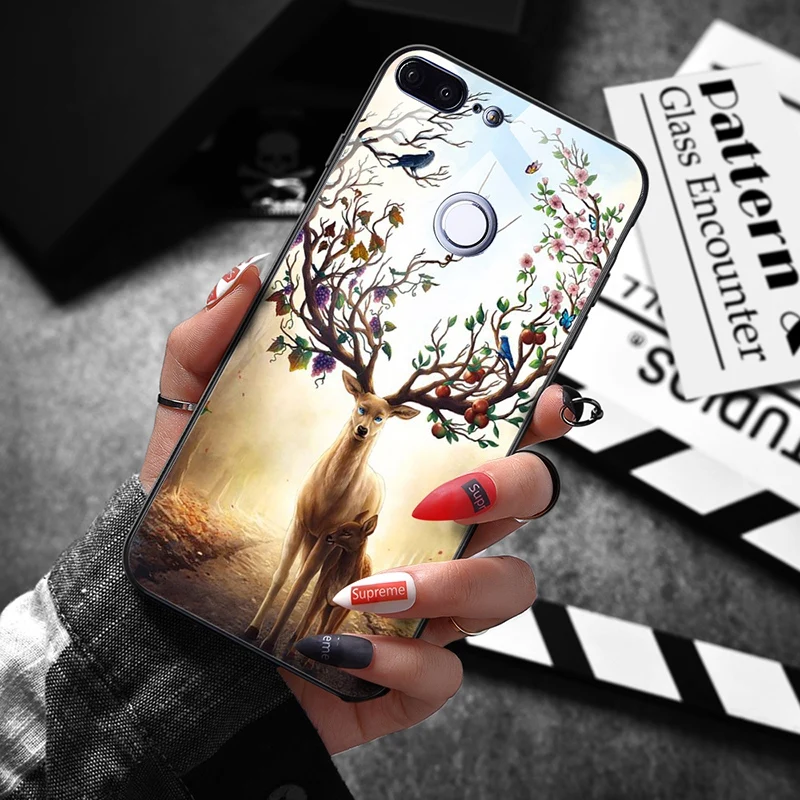 Hisomone Animal Tempered Glass Case For Huawei P20 Lite Pro Mate 10 Lite P Smart Enjoy 7S Pattern Case On Honor 9 Lite 9 10