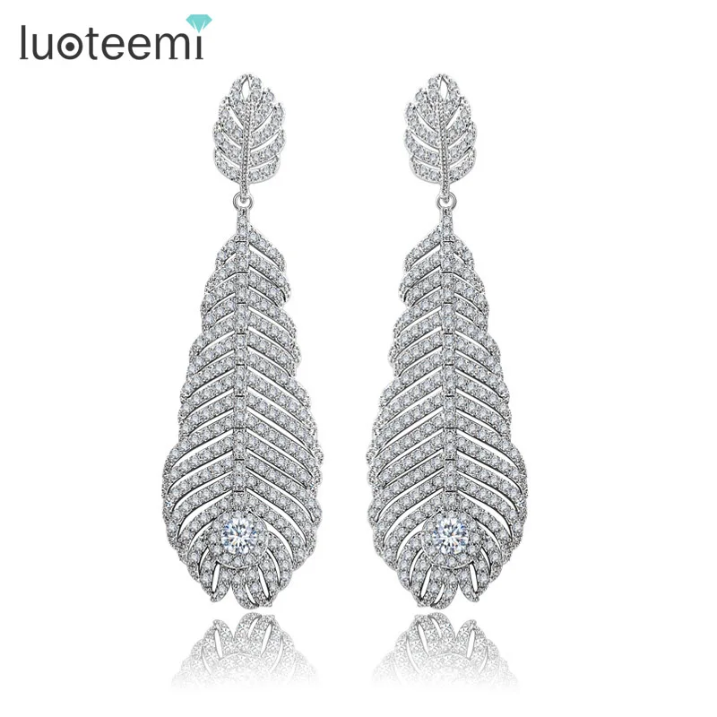 LUOTEEMI 2016 Latest Luxury Top Quality AAA CZ Fashion Feather Long Zircon Earrings For Women Wedding Jewelry
LUOTEEMI 2016 Latest Luxury Top Quality AAA CZ Fashion Feather Long Zircon Earrings For Women Wedding Jewelry
