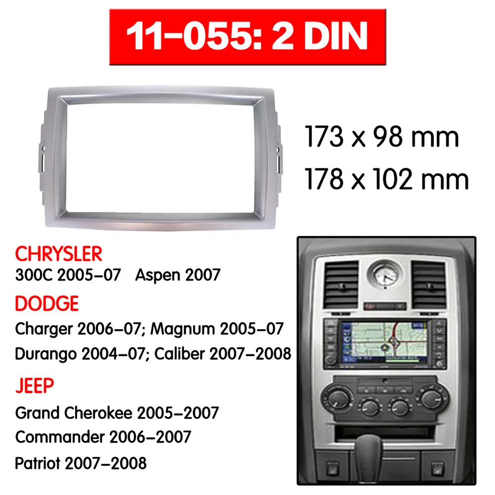 Фото Car Radio Fascia Multimedia Frame Kit For CHRYSLER 300C 2005-2007 Aspen 2007 Audio Bezel Facia Panel Trim Dash 2 Din Mount | Автомобили и