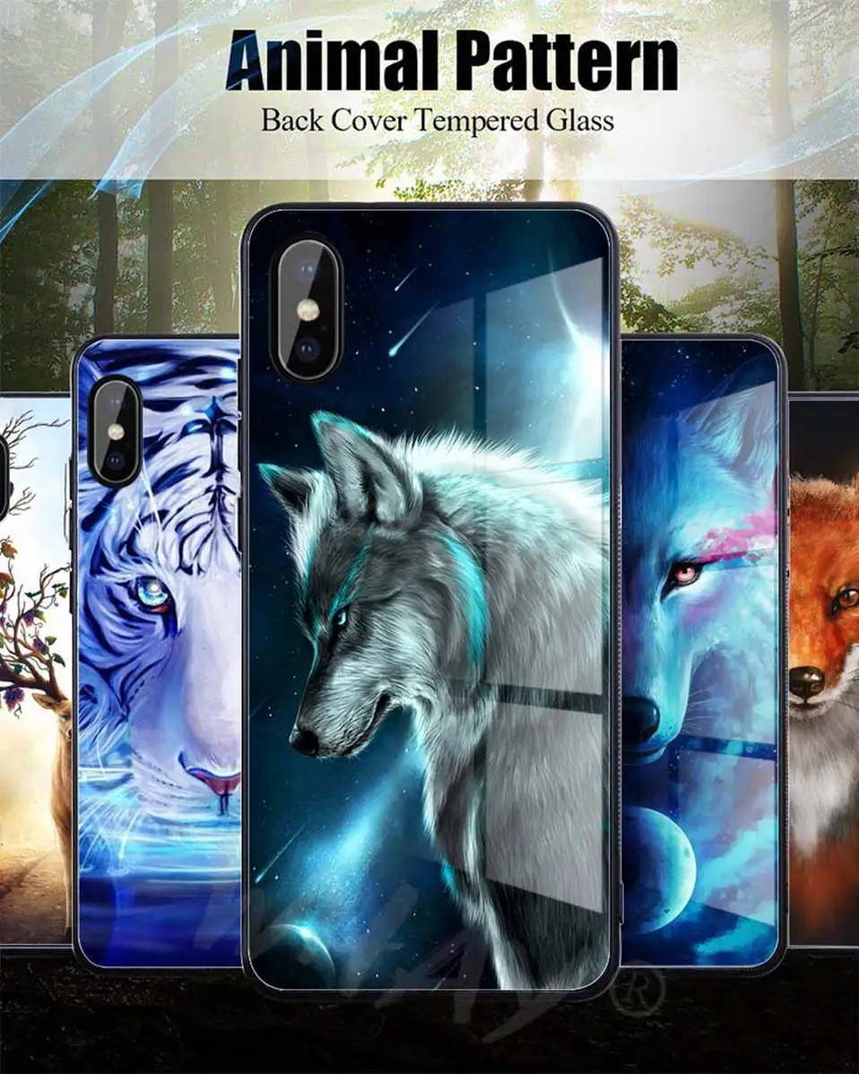 Luxury Tempered Glass Case For iPhone XS Max XR X Coque iPhone8 Silicone Pattern iPhonexs Phone Case For iPhone XS 6 6S 7 8 Plus (1)