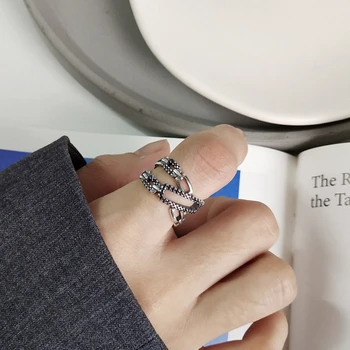 Vintage Retro Open Ended Intertwined Crossover Statement Ring Fashion Women 925 Sterling Silver Twisted Line Hip Hop Band Rings
Vintage Retro Open Ended Intertwined Crossover Statement Ring Fashion Women 925 Sterling Silver Twisted Line Hip Hop Band Rings