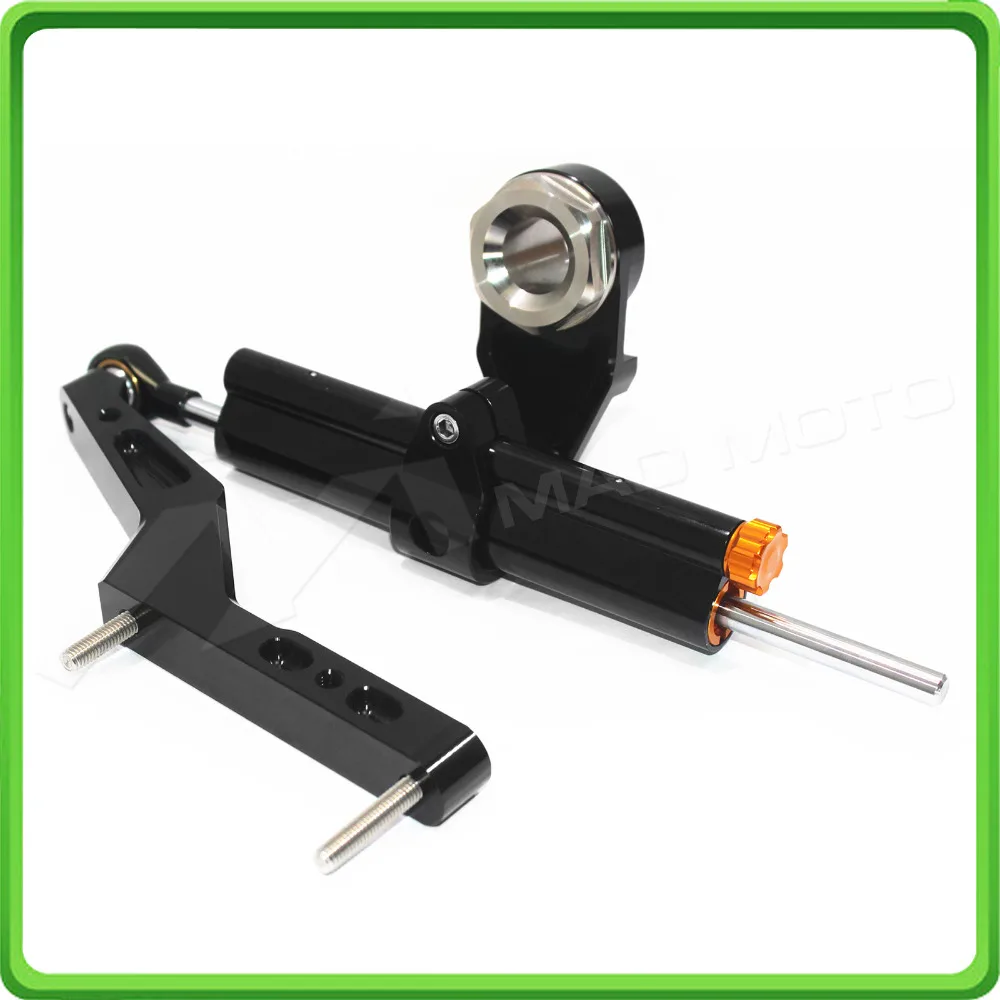 For Kawasaki Ninja ZX-6R ZX6R 636cc 2013 2014 2015 2016 2017 Steering Damper Stabilizer & Bracket Mount Kit Black color (2)
