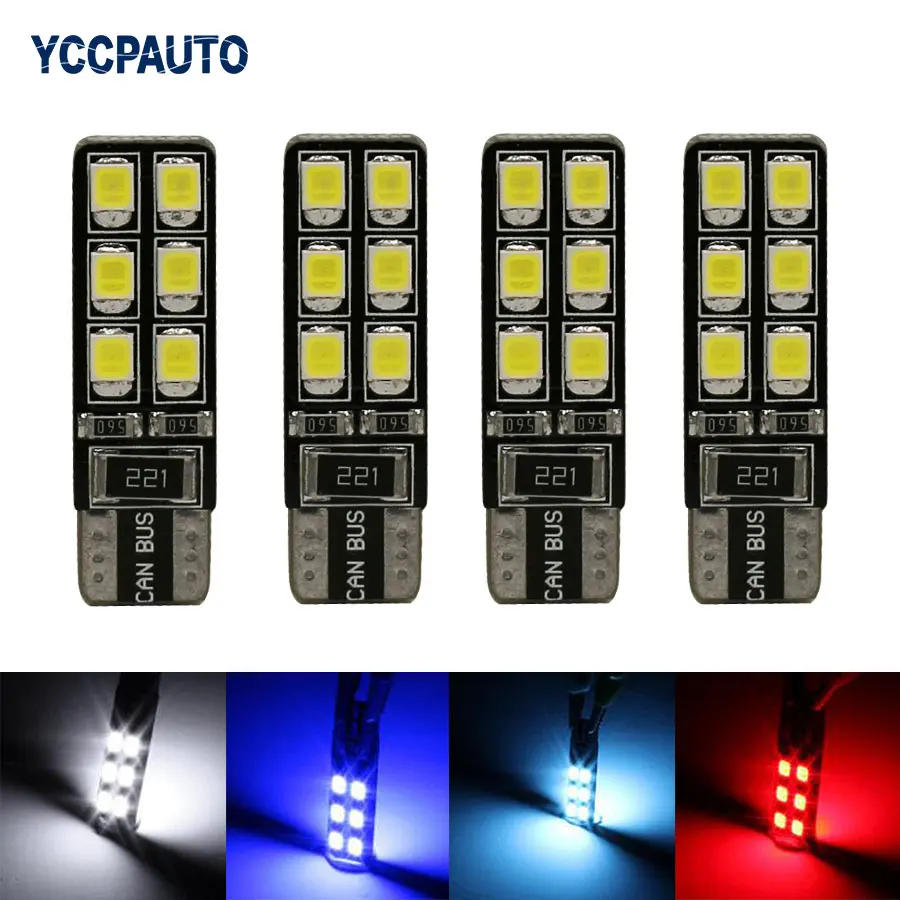 T10 W5W 194 168 CANBUS NO ERRO Car LED Lights 12 Leds 3528 SMD White Red Ice Blue Lights 2825 Bulb 4PCS Lamps For Car
T10 W5W 194 168 CANBUS NO ERRO Car LED Lights 12 Leds 3528 SMD White Red Ice Blue Lights 2825 Bulb 4PCS Lamps For Car