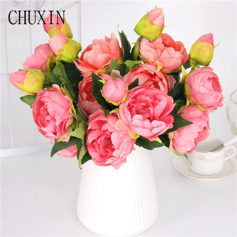 3 Heads silk peony flower European style 7 colors artificial wedding fake flower bouquet decoration for home study room decor
3 Heads silk peony flower European style 7 colors artificial wedding fake flower bouquet decoration for home study room decor