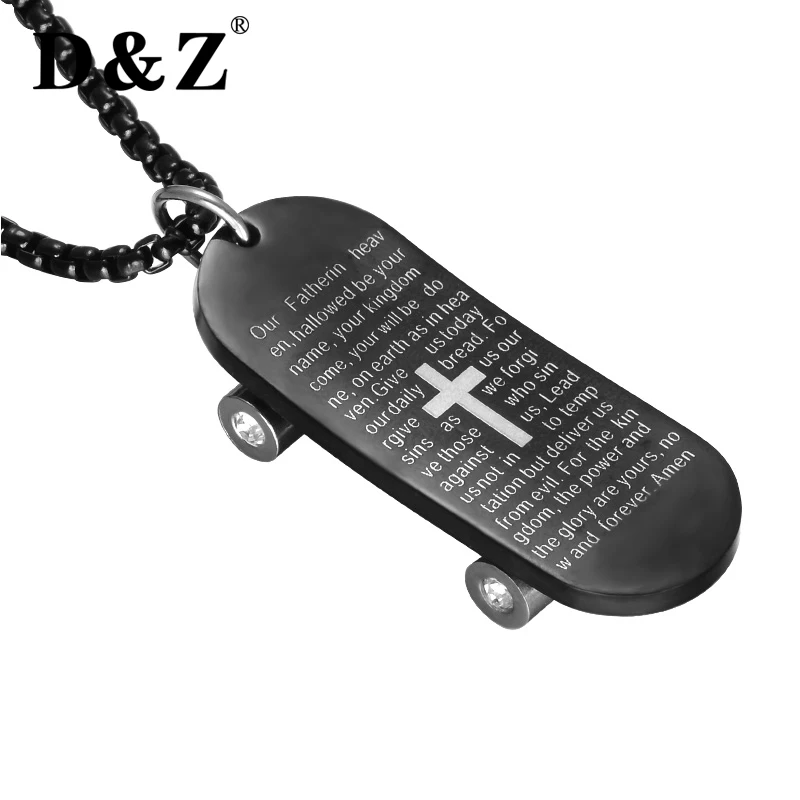 D&Z Hip-hop Jesus Cross Necklace Chain Stainless Steel Pray Bible Black Skateboard Pendants & Necklaces for Men Jewelry
D&Z Hip-hop Jesus Cross Necklace Chain Stainless Steel Pray Bible Black Skateboard Pendants & Necklaces for Men Jewelry