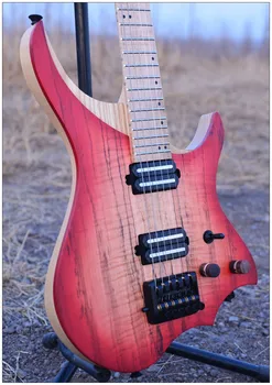 Headless Electric Guitar style Model red spalted curly maple top Flame maple Neck in stock free shipping
Headless Electric Guitar style Model red spalted curly maple top Flame maple Neck in stock free shipping