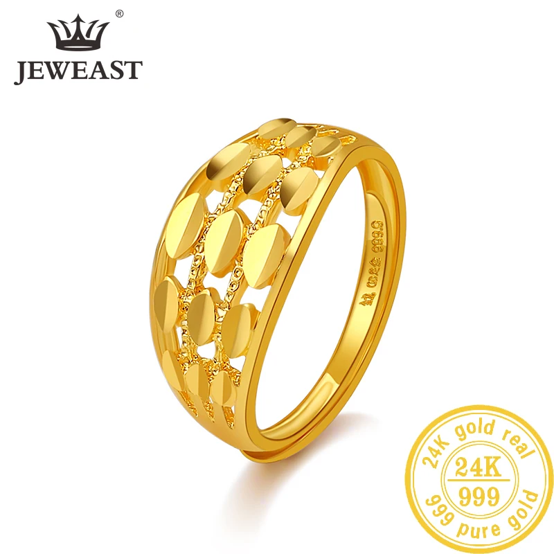 

JLZB 24K Pure Gold Ring Real AU 999 Solid Gold Rings Elegant Shiny Beautiful Upscale Trendy Classic Jewelry Hot Sell New 2023