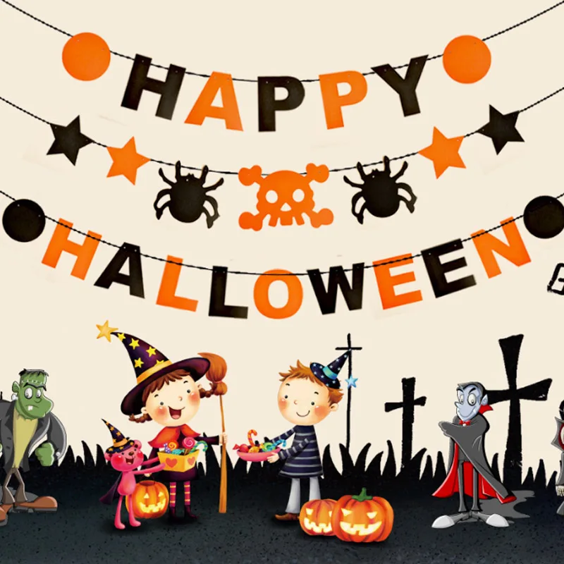 Hot Halloween 2018 New Nonwovens Bat Spider Web Party Decoration Home supplies Skull Pumpkin Flags 1Set Pull Flower Pendant
Hot Halloween 2018 New Nonwovens Bat Spider Web Party Decoration Home supplies Skull Pumpkin Flags 1Set Pull Flower Pendant