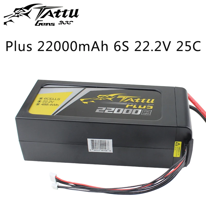 Tattu Plus 22000mAh 22.2V 25C 6S1P LiPo Smart Battery Pack with AS150 + XT150 Plug for UAV Medical Drone
Tattu Plus 22000mAh 22.2V 25C 6S1P LiPo Smart Battery Pack with AS150 + XT150 Plug for UAV Medical Drone