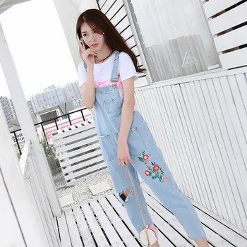 Summer Jumpsuits for Women 2019 Hole Ripped Embroidery Denim Rompers Overalls for Women Cotton Denim Loose Denim Jeans Jumpsuit
Summer Jumpsuits for Women 2019 Hole Ripped Embroidery Denim Rompers Overalls for Women Cotton Denim Loose Denim Jeans Jumpsuit