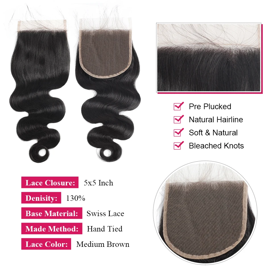 Free Part 5X5 Body Wave Lace Closure (5)
