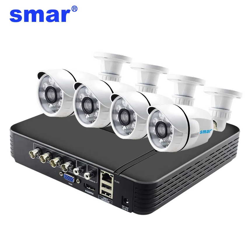 

Smar 4CH Home Security System 960H CCTV DVR HDMI 4PCS 1000TVL IR-CUT Filter Weatherproof Outdoor Camera Surveillance Kits Metal