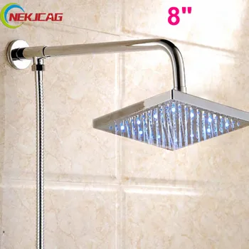8'' Square ABS Plastic LED Shower Head Brass Shower Arm Chrome Finish Shower Hose Wall Mounted Bathroom Faucet
8'' Square ABS Plastic LED Shower Head Brass Shower Arm Chrome Finish Shower Hose Wall Mounted Bathroom Faucet