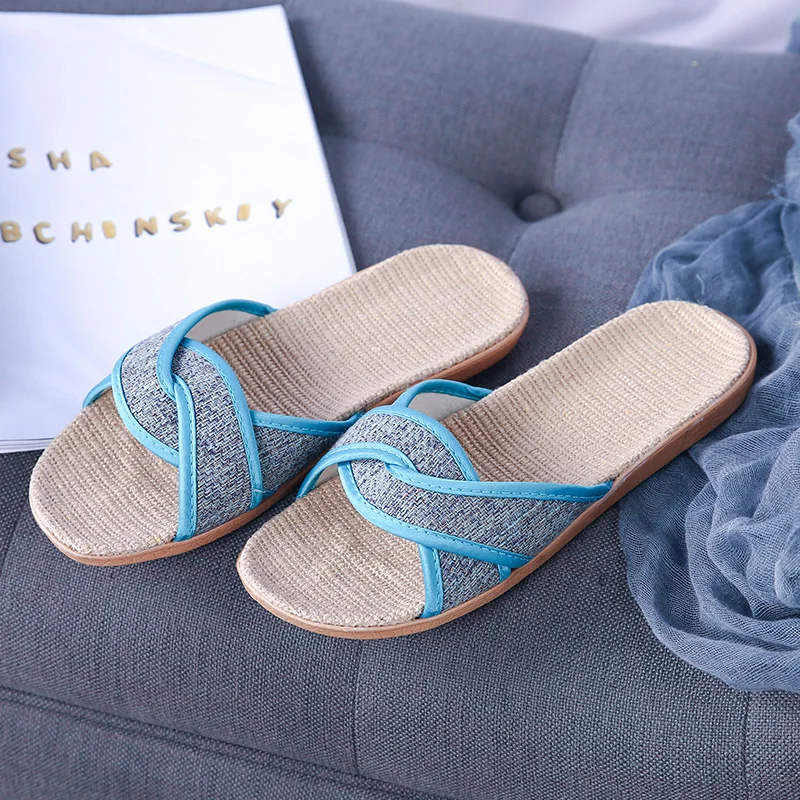 2021 Summer Flats Shoes Woman Casual Sneakers Flat Home Slippers Beach Linen Sandals Flip Flops intersect Women Indoor Slipper | Обувь