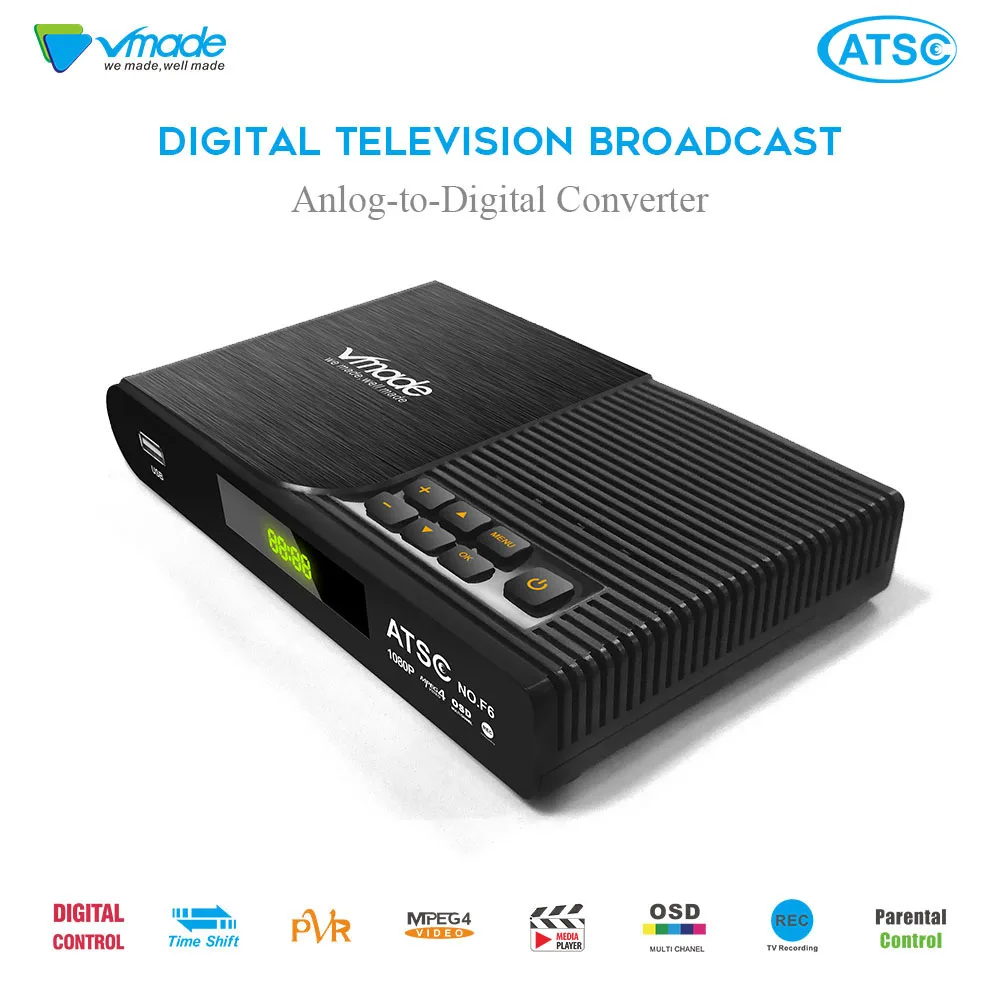 Vmade Newest DVB ATSC F6 Digital Terrestrial Set Top Box for Mexico USA Canada Support H.264 MPEG4 HD 1080p DVB ATSC TV Receiver
Vmade Newest DVB ATSC F6 Digital Terrestrial Set Top Box for Mexico USA Canada Support H.264 MPEG4 HD 1080p DVB ATSC TV Receiver