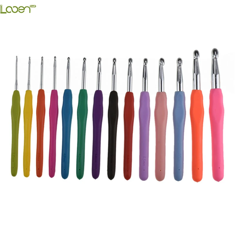 Looen 14Pcs 2.0mm-10mm Soft Grip Handle Crochet Hook Yarn Weave Knitting Needles Big Size Crochet Needles For DIY Craft Tools (6)