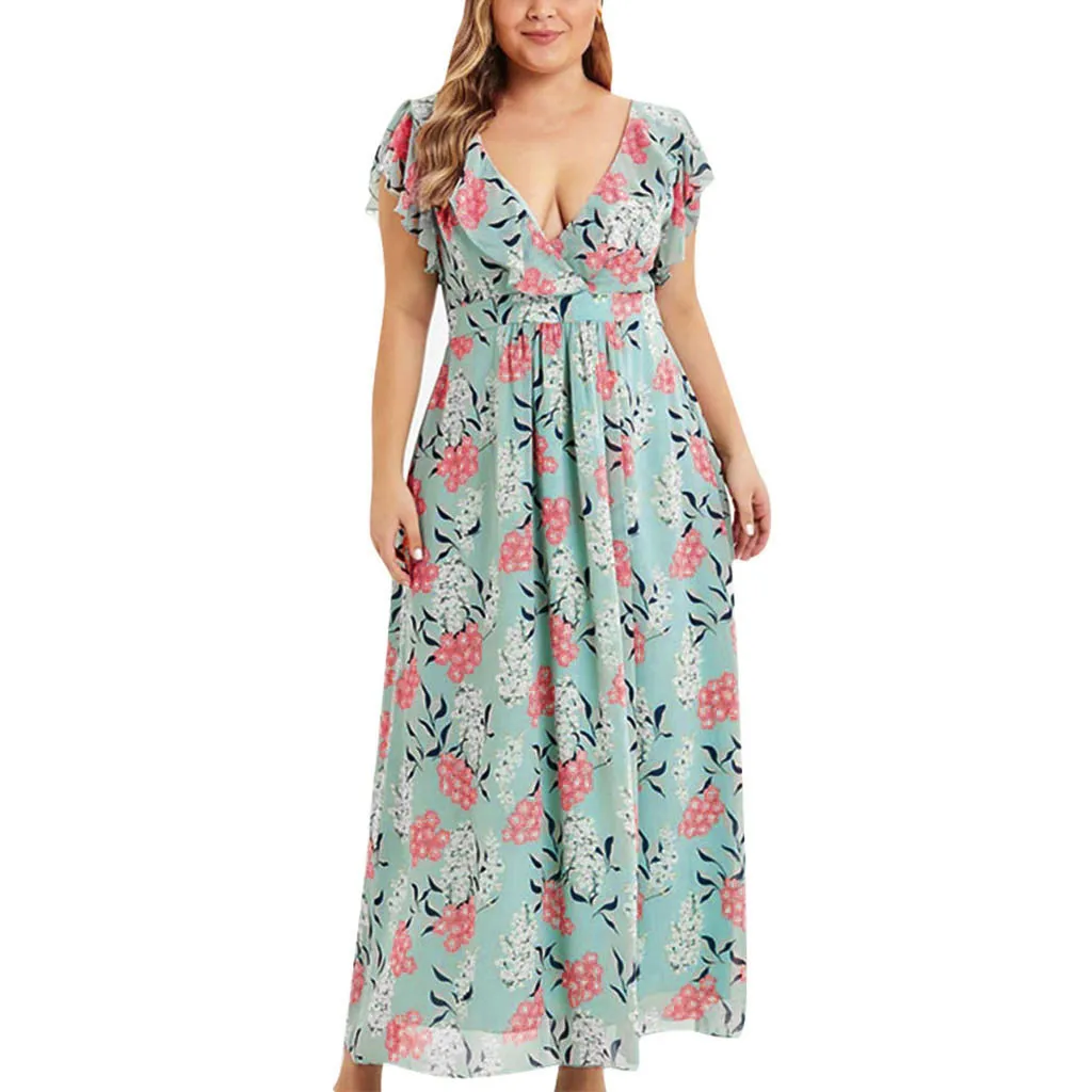 Bohemian Summer Long Dress For Women Plus Size 5XL Floral Print Ruffles Maxi Dresses High Waist Sexy V Neck Pleated Vestidos #V
Bohemian Summer Long Dress For Women Plus Size 5XL Floral Print Ruffles Maxi Dresses High Waist Sexy V Neck Pleated Vestidos #V