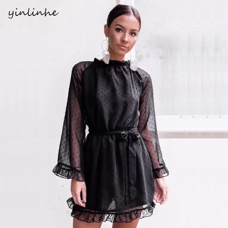 yinlinhe Black Polka Dot Summer Dress Long Sleeve O neck Sexy Beach Dress Women Backless Slim Waist Bowknot Elegant Vestidos 309
yinlinhe Black Polka Dot Summer Dress Long Sleeve O neck Sexy Beach Dress Women Backless Slim Waist Bowknot Elegant Vestidos 309