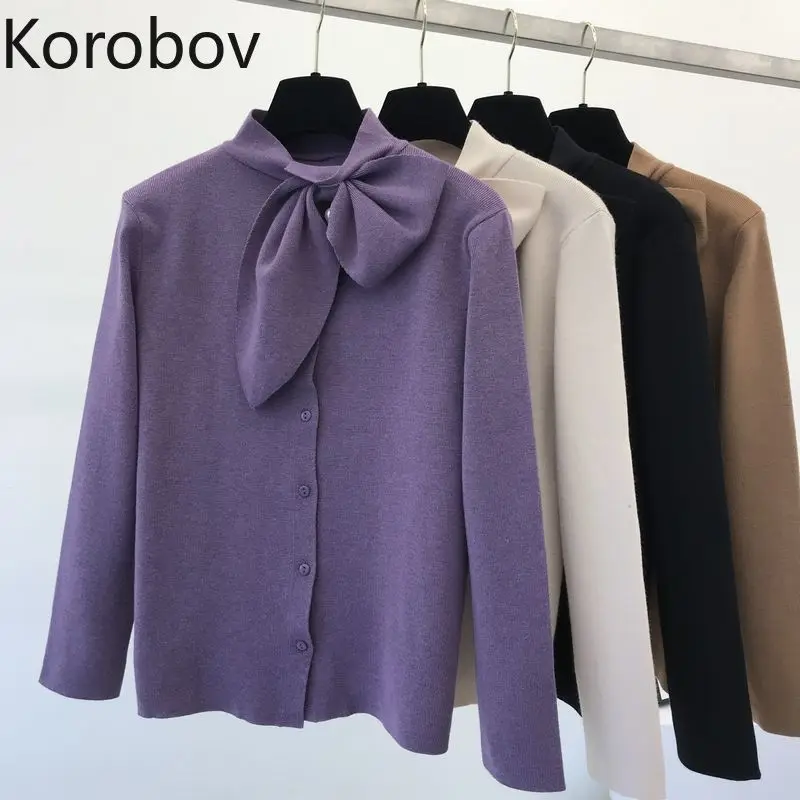 Korobov Korean Elegant OL Women Cardigans Solid Vintage Long Sleeve Autumn Sweater Single Breasted Bow Solid Jumper Femme 78675
Korobov Korean Elegant OL Women Cardigans Solid Vintage Long Sleeve Autumn Sweater Single Breasted Bow Solid Jumper Femme 78675