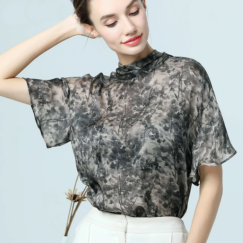 Fashon Forest Printed Womens Satin Blouse With Tie Neck Bow-knot Tops Vintage Style Loose Gray Short Sleeve Woman Summer Tops
Fashon Forest Printed Womens Satin Blouse With Tie Neck Bow-knot Tops Vintage Style Loose Gray Short Sleeve Woman Summer Tops