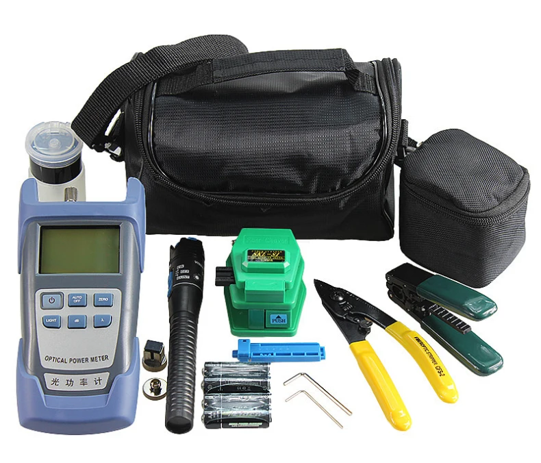 Fiber Optic FTTx ToolKits 6 In 1 Optical Fiber Fiber Cleaver Green Plastic/ Strippers Optical Power Meter 1mW/ Plastic VFL 1mW
Fiber Optic FTTx ToolKits 6 In 1 Optical Fiber Fiber Cleaver Green Plastic/ Strippers Optical Power Meter 1mW/ Plastic VFL 1mW