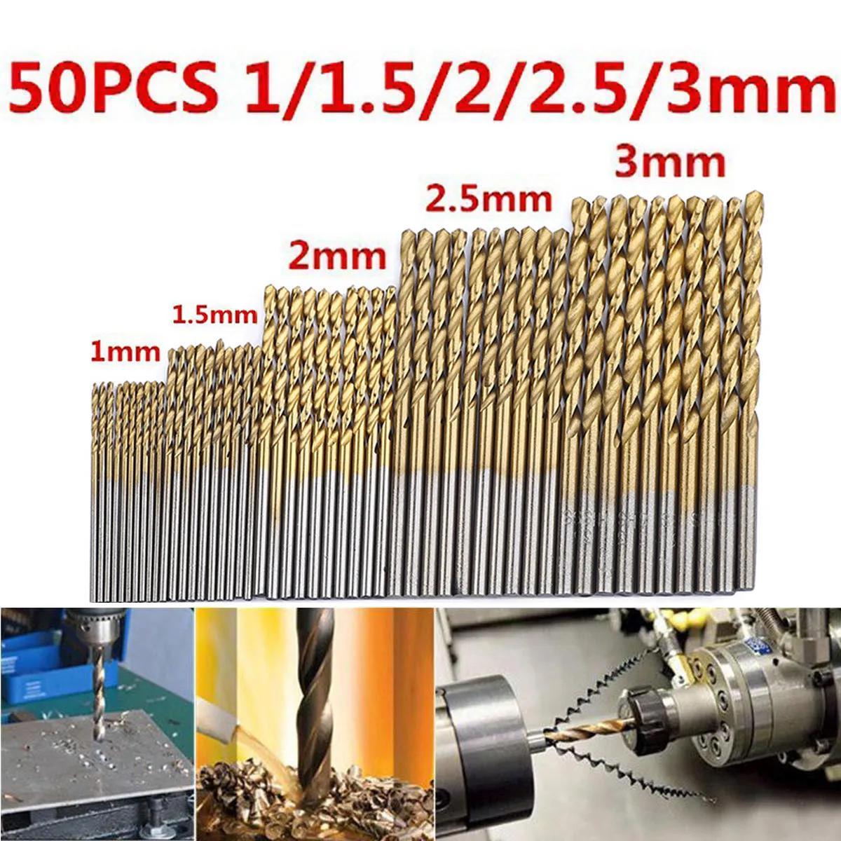 50Pcs/Set Titanium Coated HSS High Speed Steel Drill Bit Set High Quality Power Tools 1/1.5/2/2.5/3mm
50Pcs/Set Titanium Coated HSS High Speed Steel Drill Bit Set High Quality Power Tools 1/1.5/2/2.5/3mm