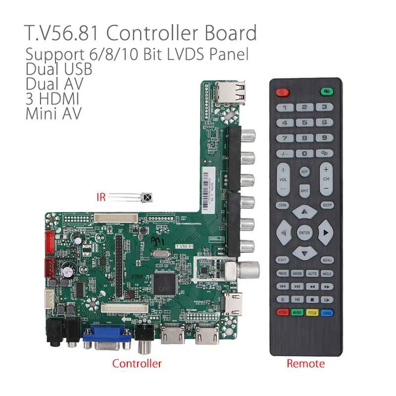 T.V56.81 full HD LCD driver board 3 HDMI Dual USB Mini AV FHD LED screen TV board with Remote Controller For 12V Screen v59
T.V56.81 full HD LCD driver board 3 HDMI Dual USB Mini AV FHD LED screen TV board with Remote Controller For 12V Screen v59