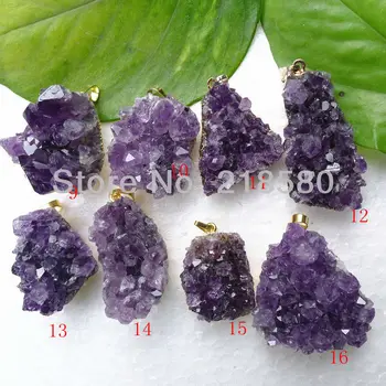 SP-026 Gold Raw Amethysts Necklace Pendant Purple Amethysts Stone Pendant Purple Druzy 28mm-36mm Long Random in SHAPE
SP-026 Gold Raw Amethysts Necklace Pendant Purple Amethysts Stone Pendant Purple Druzy 28mm-36mm Long Random in SHAPE