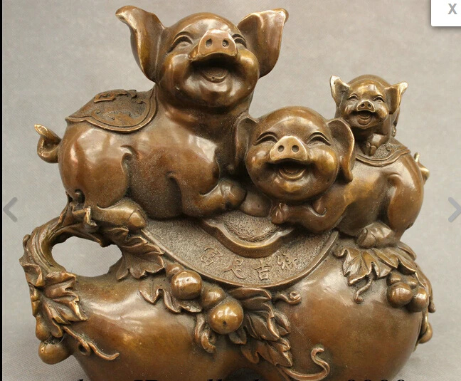 hui88K729<<<10" Chinese Bronze Copper Family 3 Happy Fu Pig Statue On JiXiang FengShui Gourd
hui88K729<<<10" Chinese Bronze Copper Family 3 Happy Fu Pig Statue On JiXiang FengShui Gourd