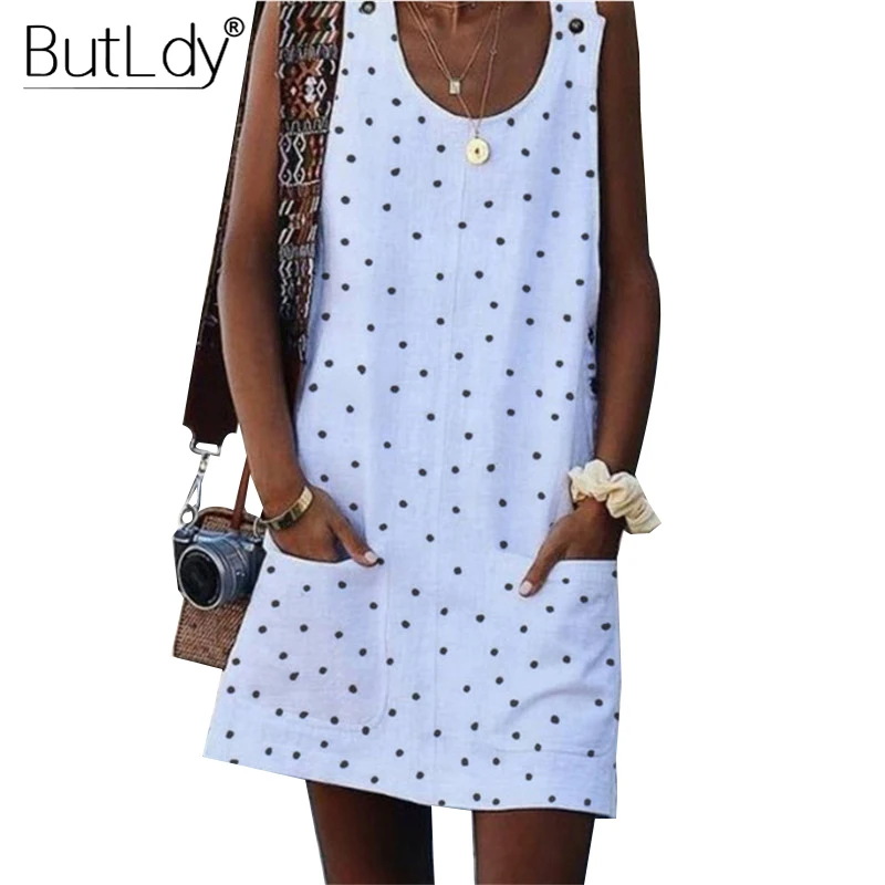 Polka Dot Print Dress Women Summer 2019 Sexy Sleeveless Casual Short Tank Ladies Dresses Button Pockets A-Line Chiffon Dress
Polka Dot Print Dress Women Summer 2019 Sexy Sleeveless Casual Short Tank Ladies Dresses Button Pockets A-Line Chiffon Dress
