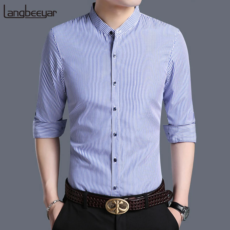 High Quality 2019 Fashion Brand Shirt Mens Mandarin Collar Long Sleeve Slim Fit Street Wear Workout Striped Casual Clothes 
High Quality 2019 Fashion Brand Shirt Mens Mandarin Collar Long Sleeve Slim Fit Street Wear Workout Striped Casual Clothes