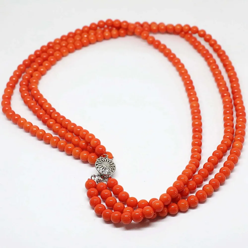Romantic pink orange artificial coral 3 rows fashion design 6mm necklace round beads charms gift jewelry 18inch B1451
Romantic pink orange artificial coral 3 rows fashion design 6mm necklace round beads charms gift jewelry 18inch B1451