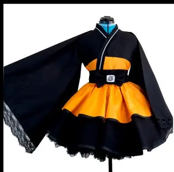 

Free Shipping Naruto Shippuden Uzumaki Naruto Female Lolita Kimono Dress Anime Cosplay Costume/Cosplay