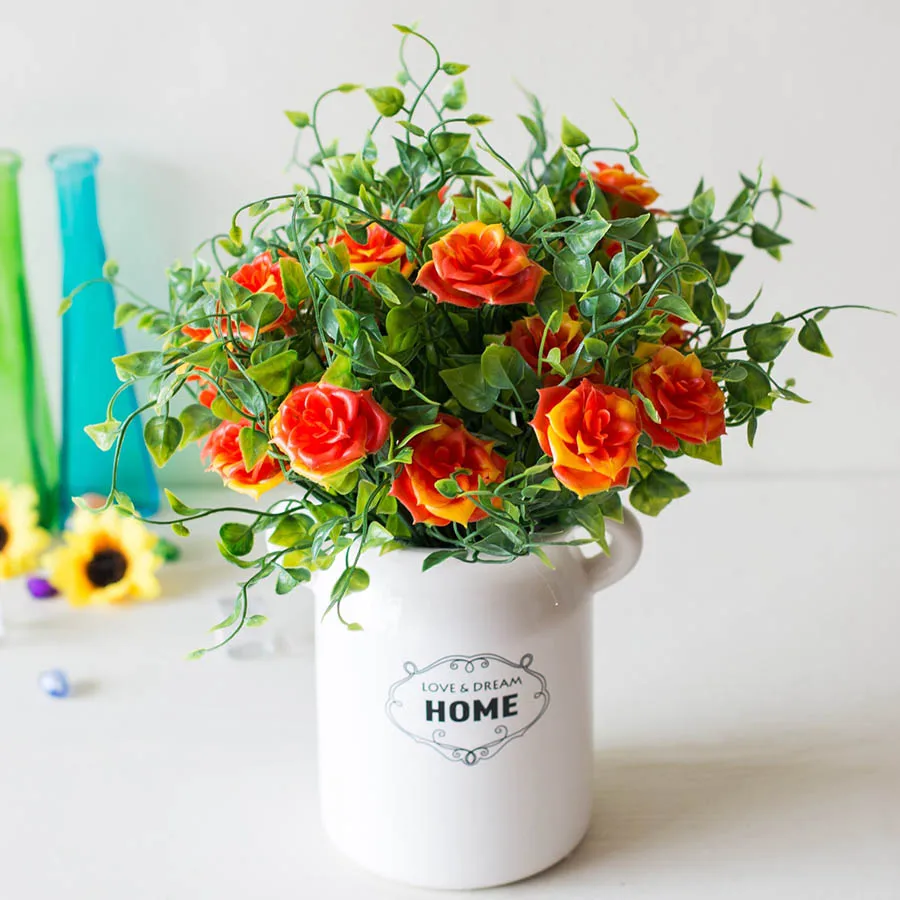 Artificial Flowers Rose Plastic Peach Leaf Simulation Plant Flower for Garden Landscape Decoration Fake Flowers 1 Bunch 7 Heads
Artificial Flowers Rose Plastic Peach Leaf Simulation Plant Flower for Garden Landscape Decoration Fake Flowers 1 Bunch 7 Heads
