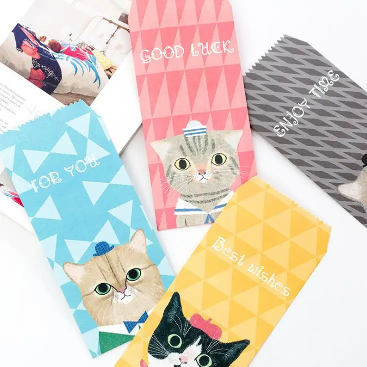 

5 pcs/pack Animal Meow Cat Dog Novelty Envelope Letter Paper Message Card Letter Stationary Storage Paper Gift