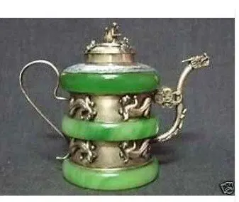 Tibet silver carving dragon Beautiful silver jade teapot of gecko Tibet free shipping tools wedding Decoration Brass
Tibet silver carving dragon Beautiful silver jade teapot of gecko Tibet free shipping tools wedding Decoration Brass