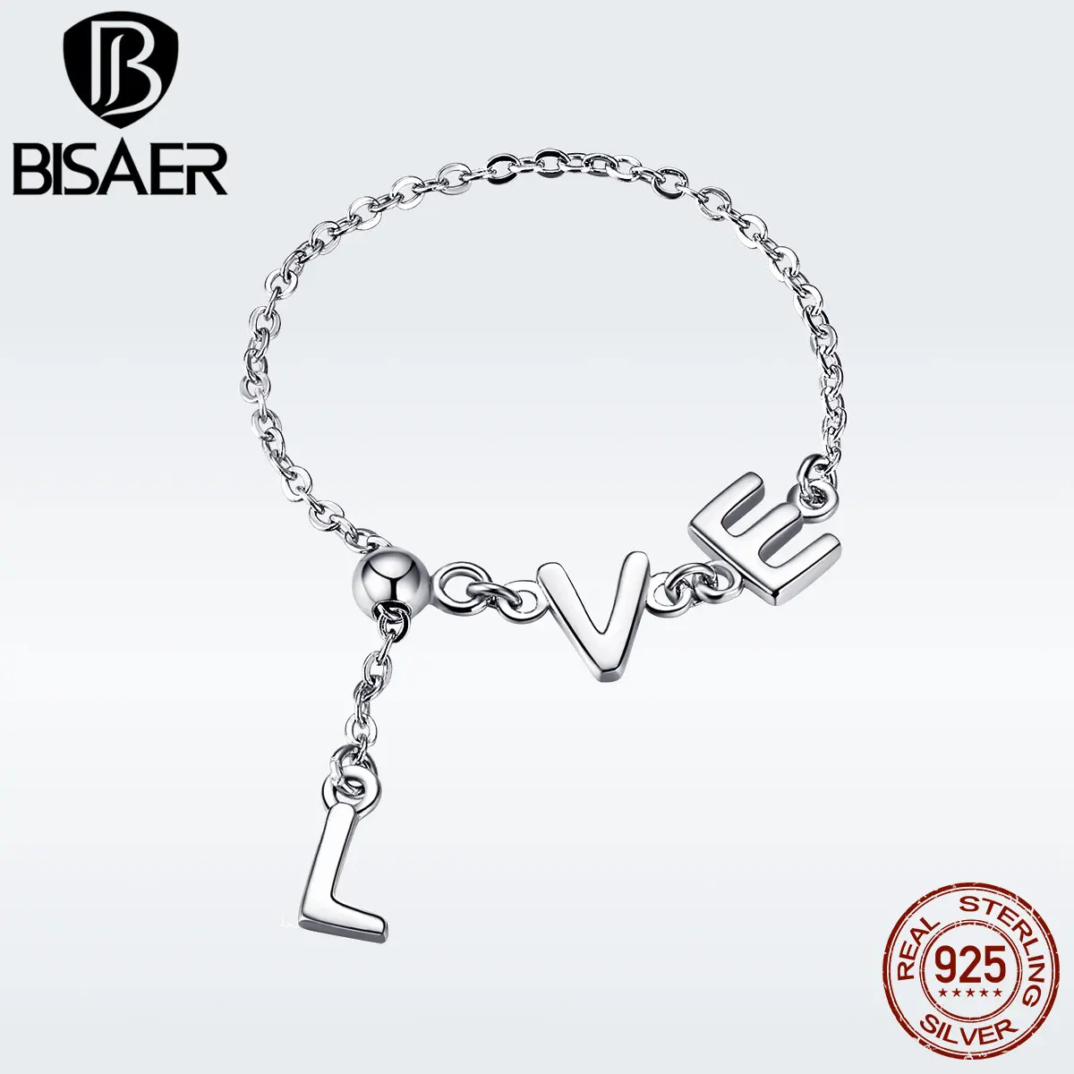 BISAER 925 Sterling Silver LOVE Letter Link Chain Rings for Women Girlfriend Anniversary Gifts Fine Jewelry Bijoux GXR499
BISAER 925 Sterling Silver LOVE Letter Link Chain Rings for Women Girlfriend Anniversary Gifts Fine Jewelry Bijoux GXR499
