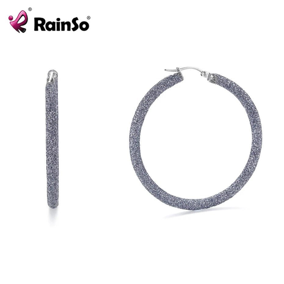 Женские круглые серьги Rainso из нержавеющей стали с минеральной пудрой большие