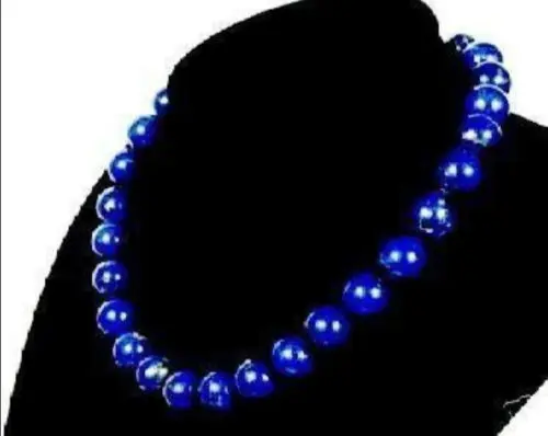 

2015 women hot sale Fashion high quality 12mm Egyptian Lapis Lazuli Necklace 18" Wholesale and retail