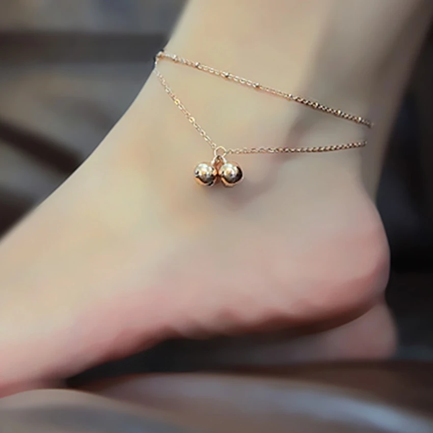 High Polished Rose Gold Bells Charm Anklets For Women Summer Titanium Ankle Bracelet Double Chain Bracelet Cheville Jewelry
High Polished Rose Gold Bells Charm Anklets For Women Summer Titanium Ankle Bracelet Double Chain Bracelet Cheville Jewelry